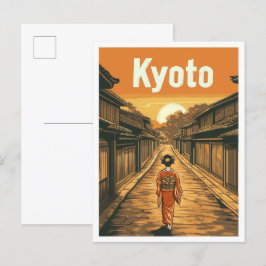 Kyōto Japan Art Vintage Reise Illustration Postkarte
