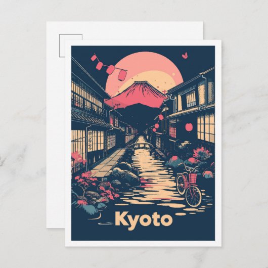 Kyōto Japan Art Vintage Reise Illustration Postkarte (Vorne/Hinten)