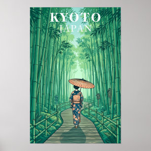 Kyoto Japan Bambuswald Vintage Reise Poster
