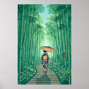 Kyoto Japan Bambuswald Vintage Reise Poster