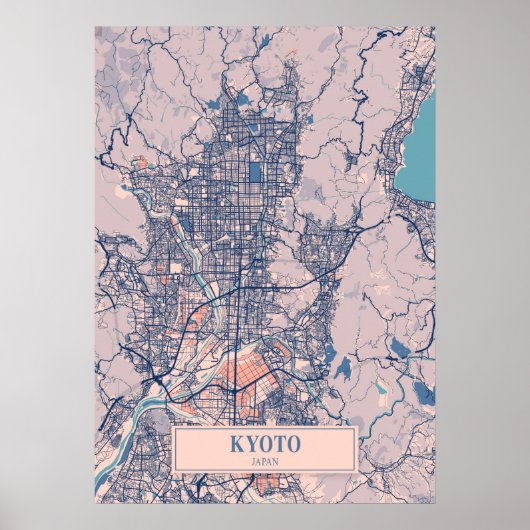 Kyoto - Japan Breezy City Map Poster (Vorne)