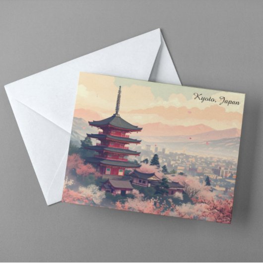 Kyoto Japan Cherry Blossom Temple Art – Sapura Postkarte