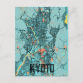 Kyoto Japan City Map Aquamarin Postkarte (Vorderseite)