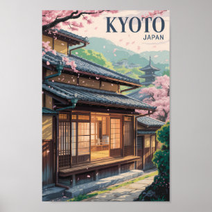 Kyoto Japan Haus Illustration Reise Kunst Vintage Poster