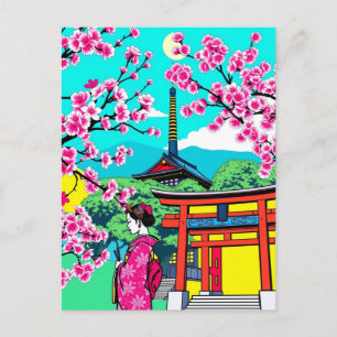 Kyoto, Japan Kirschblüten-Geisha-Kunstreise Postkarte