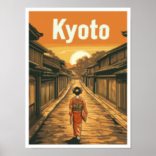Kyoto Japan Kunst Vintage Reiseillustration Poster