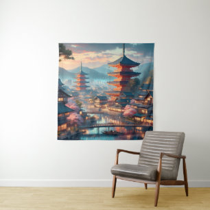 Kyoto Japan Landschaft Reise Vintage Wandteppich