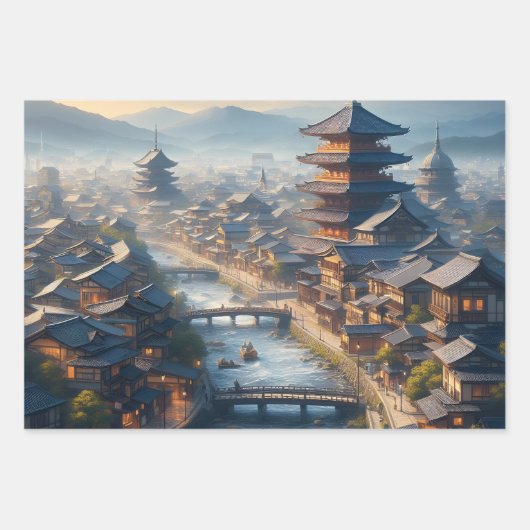 Kyōto Japan Landschaftsreise Vintag Geschenkpapier Set (Vorderseite)