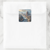 Kyōto Japan Landschaftsreise Vintag Quadratischer Aufkleber (Tasche)