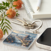 Kyōto Japan Landschaftsreise Vintag Schlüsselanhänger (Vorderseite rechts)