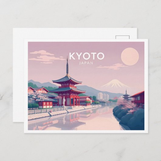 Kyōto Japan Pastell Travel Design Postkarte (Vorne/Hinten)