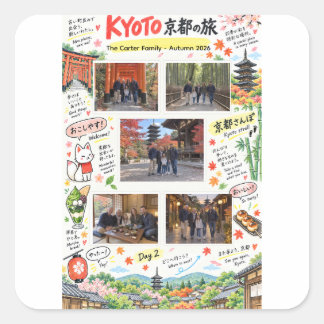 Kyoto Japan Reise 5 Foto Collage Reise Zine Quadratischer Aufkleber