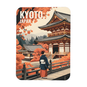 Kyoto Japan Reise Herbst Tempel Retro Personalisie Magnet