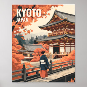 Kyoto Japan Reise Herbst Tempel Retro Personalisie Poster