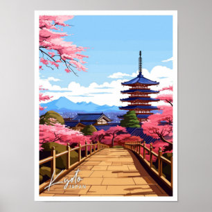 Kyoto Japan Reise Vintage-Illustration Poster