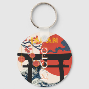 Kyōto Japan Reisekunst, Retro Reisekunst Schlüsselanhänger