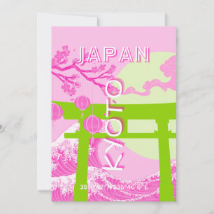 Kyōto Japan Reisekunst, rosa Reisekunst Feiertagskarte