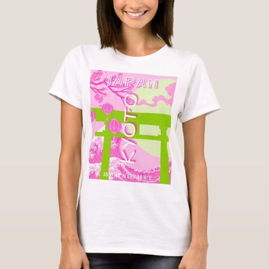 Kyōto Japan Reisekunst, rosa Reisekunst T-Shirt (Vorderseite)