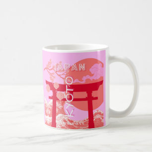 Kyōto Japan Reisekunst, rosa Retro Art Kaffeetasse