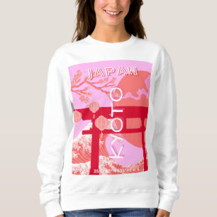 Kyōto Japan Reisekunst, rosa Retro Art Sweatshirt