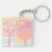 Kyoto Japan Reisen Kunst, Orange Pastel Art Schlüsselanhänger (Rückseite)