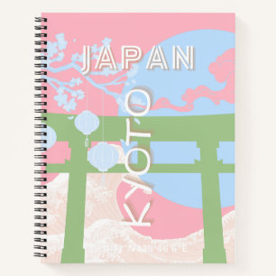 Kyoto Japan Reisen Kunst, Pastel Reisen Kunst Notizblock