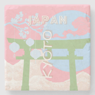 Kyoto Japan Reisen Kunst, Pastel Reisen Kunst Steinuntersetzer