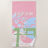 Kyoto Japan Reisen Kunst, Pastel Reisen Kunst Strandtuch (Vorderseite)