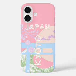 Kyōto Japan Reisen Kunst, rosa Pastellfarben Kunst iPhone 16 Hülle