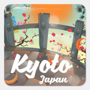 Kyoto Japan Reiseplakat Quadratischer Aufkleber