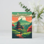 Kyoto Japan Retro Pagoda Mount Fuji Landschaft Postkarte (Stehend Vorderseite)