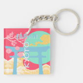 Kyoto Japan Retro Travel Art Schlüsselanhänger (Rückseite)