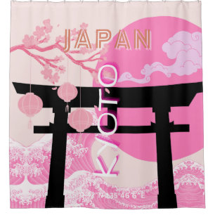 Kyōto Japan Rosa Reisekunst Duschvorhang
