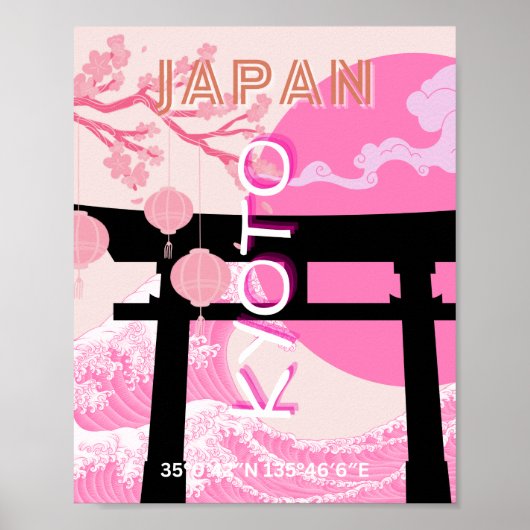 Kyōto Japan Rosa Reisekunst Poster (Vorne)