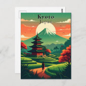 Kyōto Japan Vintag Pagoda Mount Fuji Landschaft Postkarte (Vorne/Hinten)