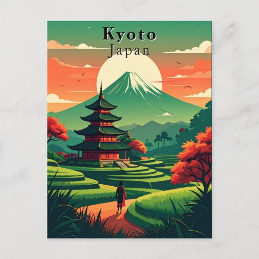 Kyōto Japan Vintag Pagoda Mount Fuji Landschaft Postkarte (Vorderseite)