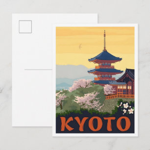 Kyoto Japan Vintage Kunst Reise Postkarte