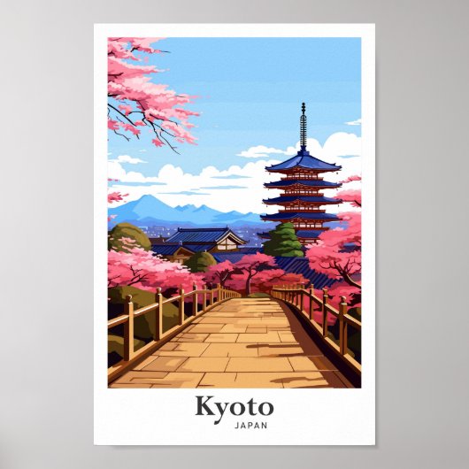 Kyōto Japan Vintage Travel Potrait Illustration Poster (Vorne)