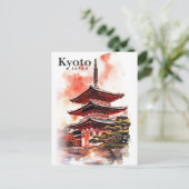 Kyoto Japan Wasserfarbenmalereireise Postkarte (Stehend Vorderseite)