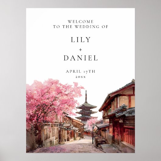 Kyoto Japan Wedding Welcome Sign Poster (Vorne)