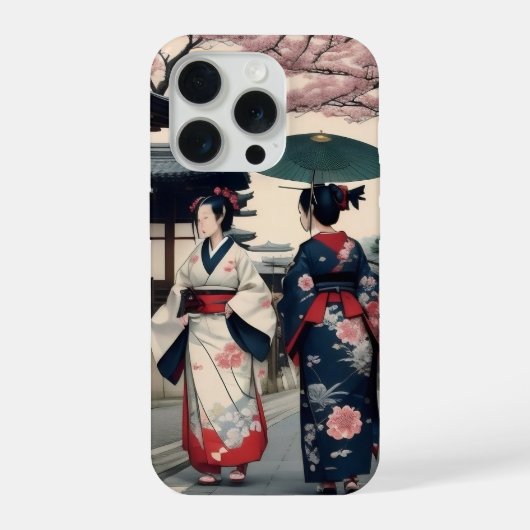 Kyoto Kimono Spring Walk iPhone Case Hülle (Rückseite)