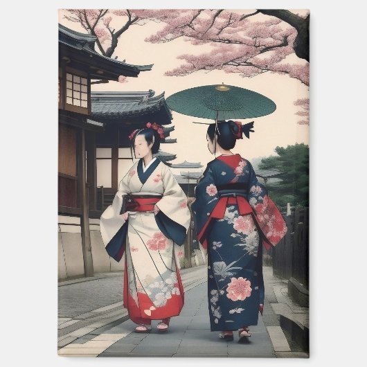Kyoto Kimono Spring Walk Magnet (Vorderseite)
