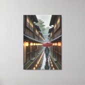 Kyōto Lantern Rain - Ghibli-Inspirierte Kunstdruck Leinwanddruck (Vorderseite)