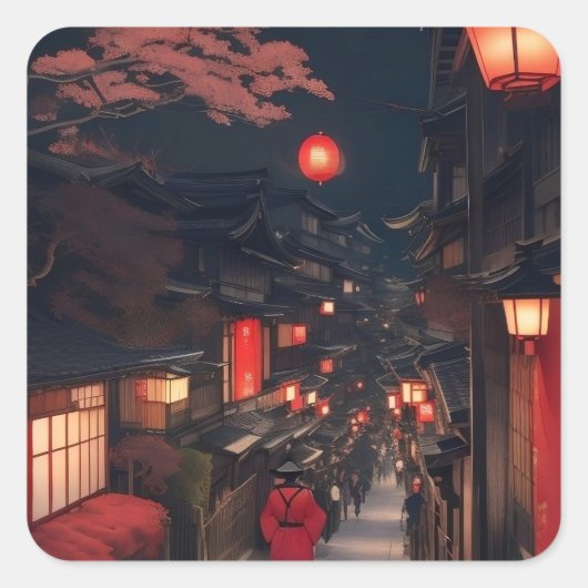 Kyoto Nachtlaternen Aufkleber (Vorderseite)