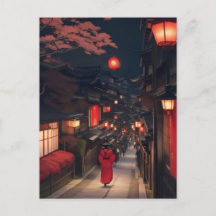 Kyoto Nachtlaternen Postkarte
