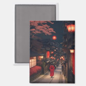 Kyoto Night Lanterns Magnet (Vorderseite/Rückseite)