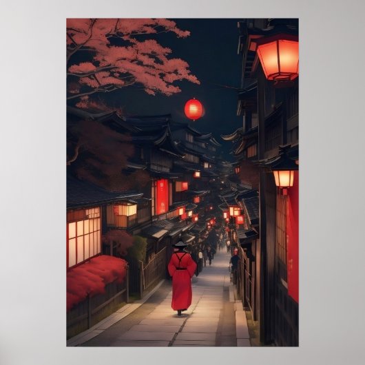Kyoto Night Lanterns Poster (Vorne)