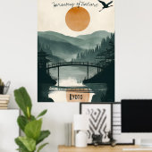 Kyōto Ruhe - Zen-Garten-Spiegelungen Poster (Heimbüro)