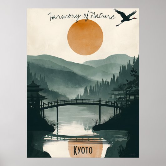 Kyōto Ruhe - Zen-Garten-Spiegelungen Poster (Vorne)