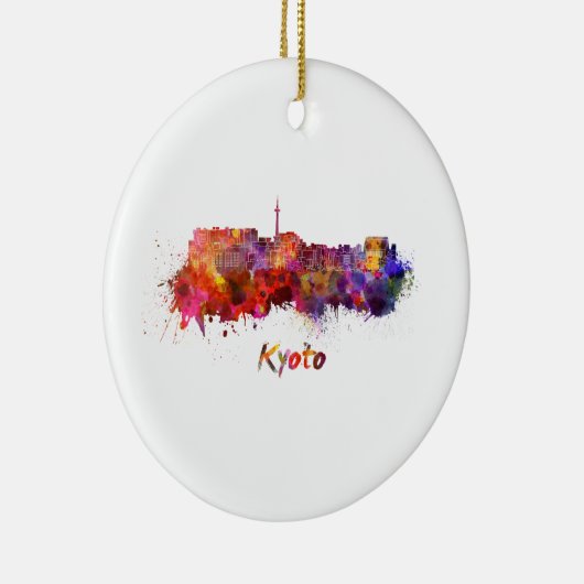 Kyoto skyline im Watercolor Keramik Ornament (Rechts)